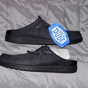 Hey Dude Black Knit Slip-On Loafers